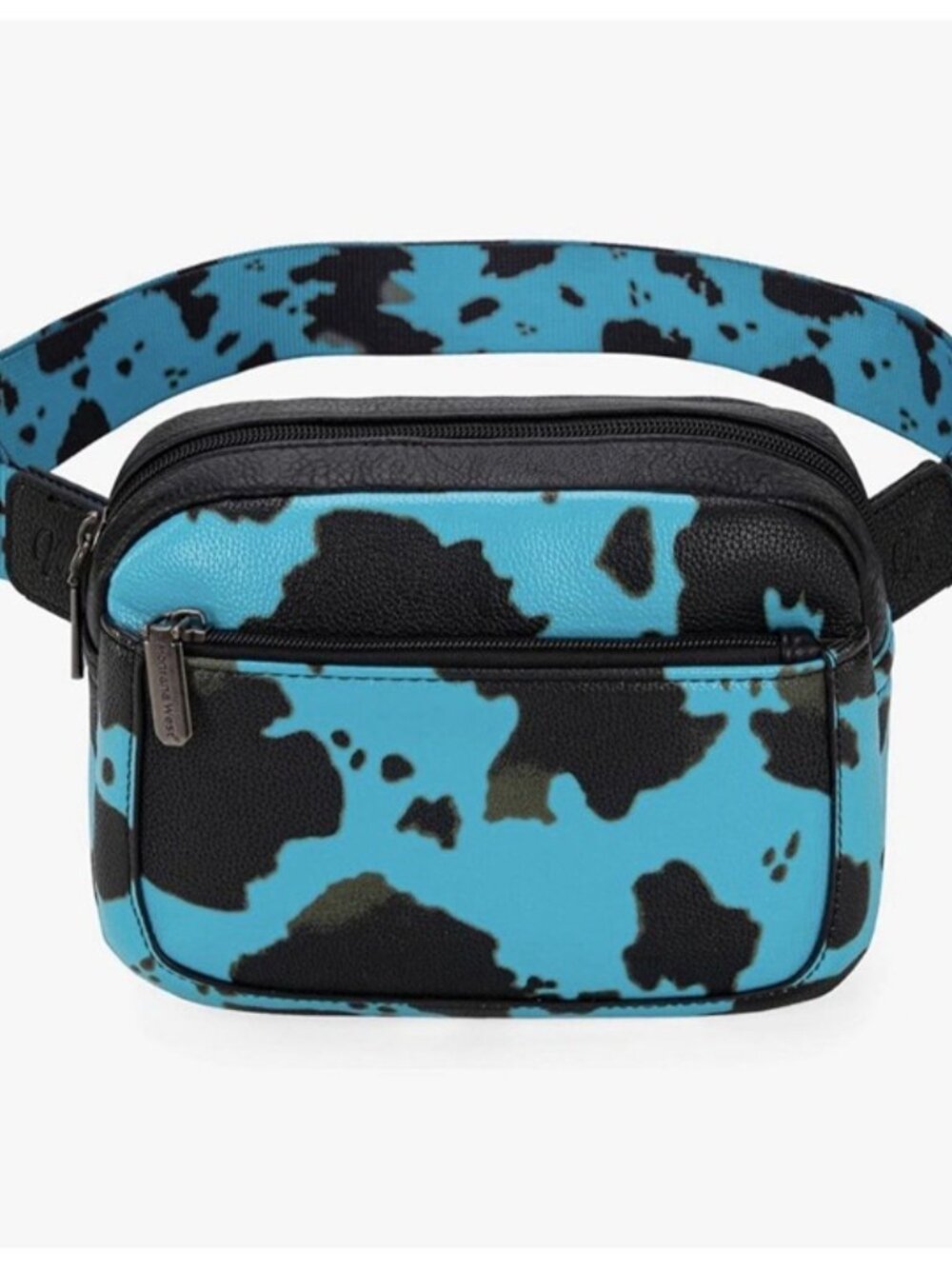 Montana West Blue Cow Print Fanny Pack Belt Bag Western Crossbody NWT Waterproof